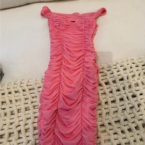 MAJORELLE Vibrant Pink Gathered Dress